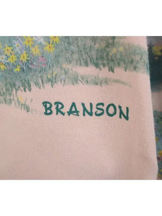 Vintage 90s Streetwear Womens Large Branson All Over Print Flower Sweatshirt USA - Picture 4 of 14